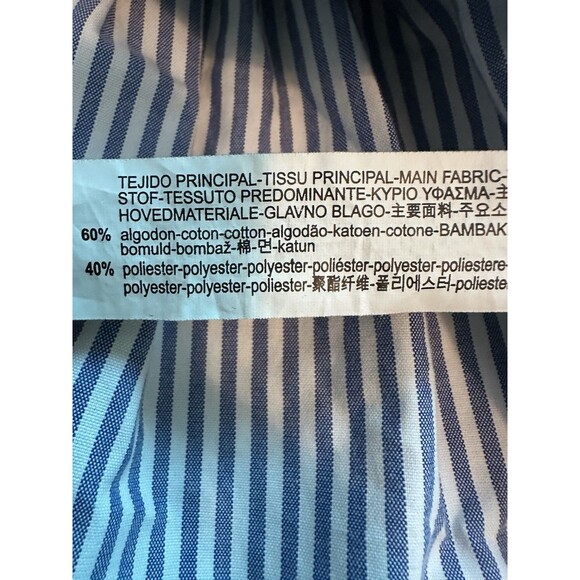 Zara Floral Embroidered Blue Stripe Peplum Tie Shoulder Sleevless Top Women's S - Picture 12 of 14